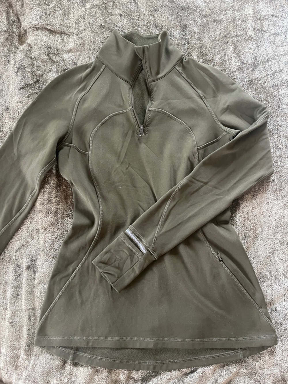 Athleta Olive Green Quarter-Zip Pullover, Size Small